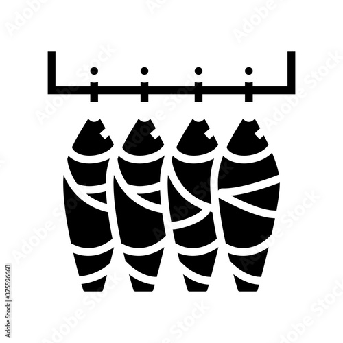 tuna fish carcasses glyph icon vector. tuna fish carcasses sign. isolated contour symbol black illustration
