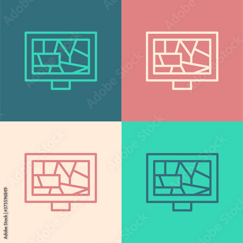 Pop art line Picture art icon isolated on color background. Vector.