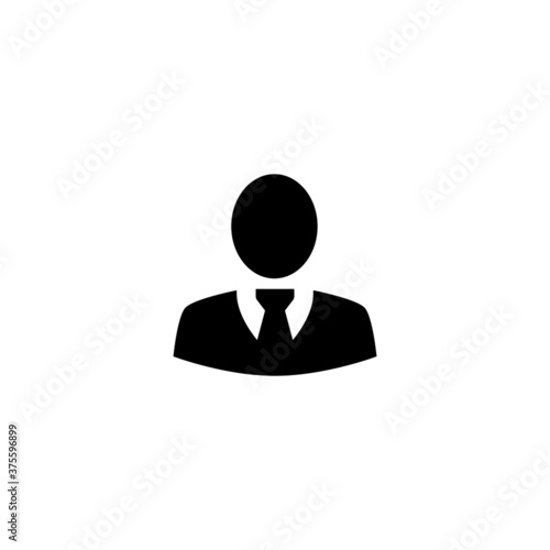 Businessman Icon in black flat glyph, filled style isolated on white background