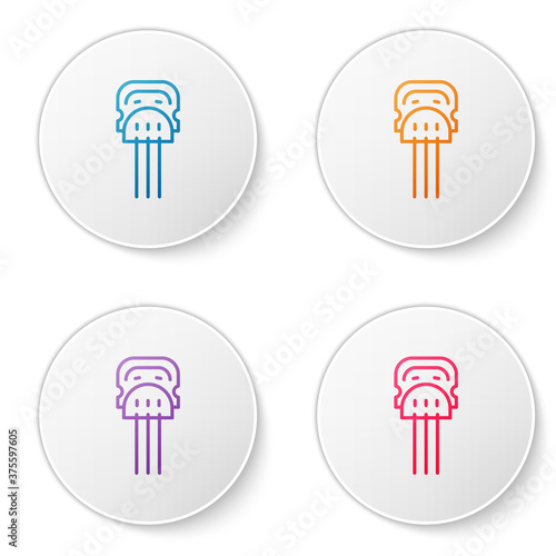 Color line Flamenco woman accessories icon isolated on white background. Peineta. Spanish comb. Set icons in circle buttons. Vector.