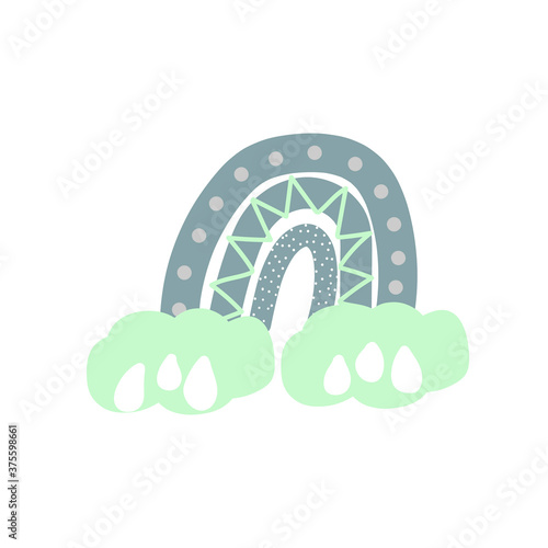 Adorable rainbow clipart in trendy Scandinavian style. Funny, cute, hygge illustration for poster, textile, decoration kids playroom or greeting card. Hand drawn doodle element. Vector illustration.
