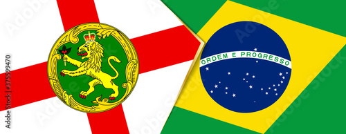 Alderney and Brazil flags, two vector flags.