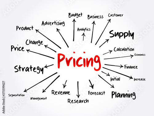 Pricing mind map flowchart, business concept for presentations and reports photo