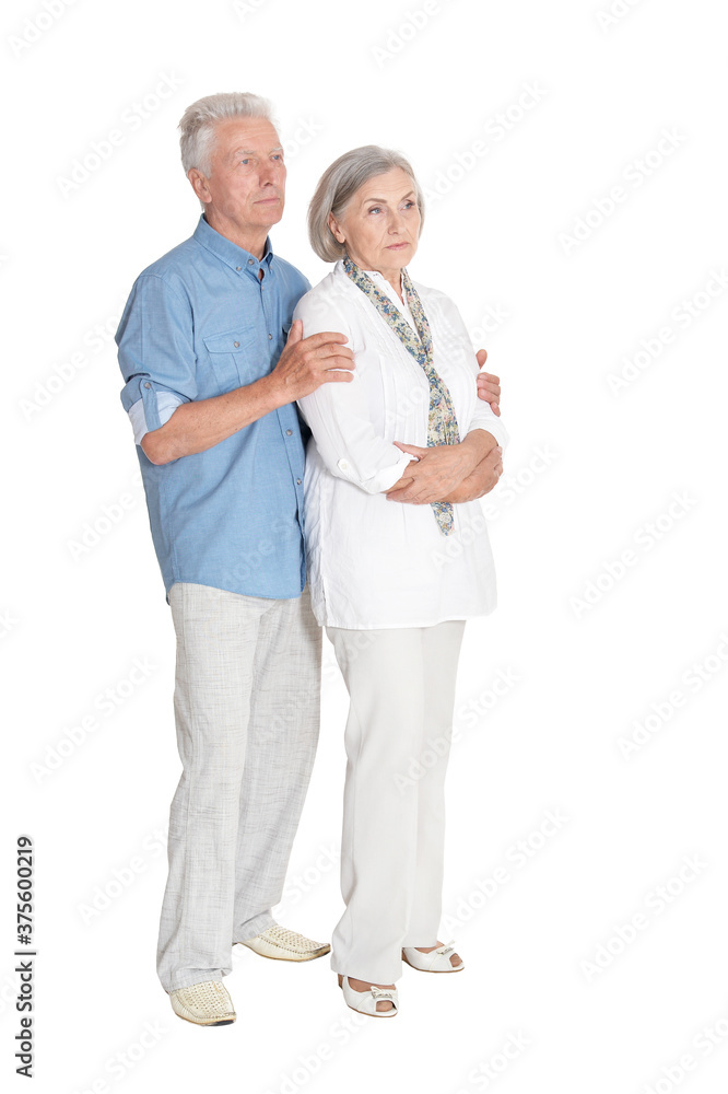 Portrait of happy senior couple on white background Portrait of happy senior couple on white background