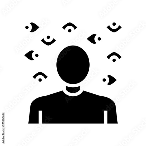 paranoia psychological problems glyph icon vector. paranoia psychological problems sign. isolated contour symbol black illustration