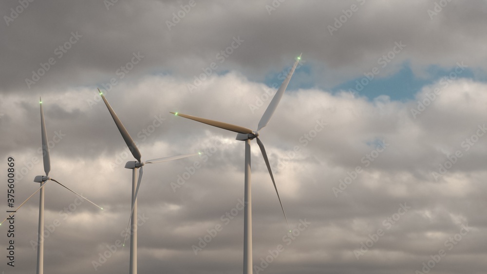 Wind generator turbine on evening sky. Ecology and alternative resources concept Wind generator turbine on evening sky. Ecology and alternative resources concept