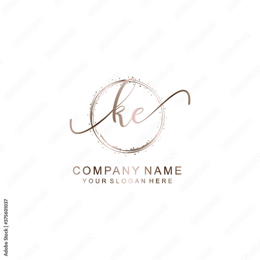 KE Initial handwriting logo template vector

