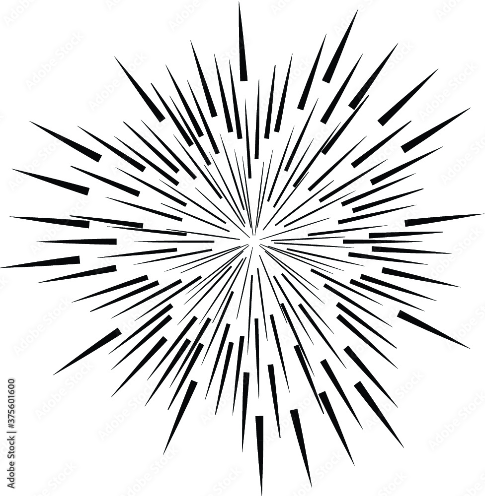 Obraz premium Radial Lines in Circle Form for comic books . Explosion background . Vector Illustration . Vintage round Logo . Handwritten Design element . Abstract Geometric shape . Sunburst .