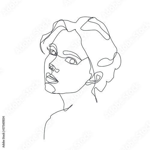 continuous line, the face of a beautiful girl, a minimalistic abstraction