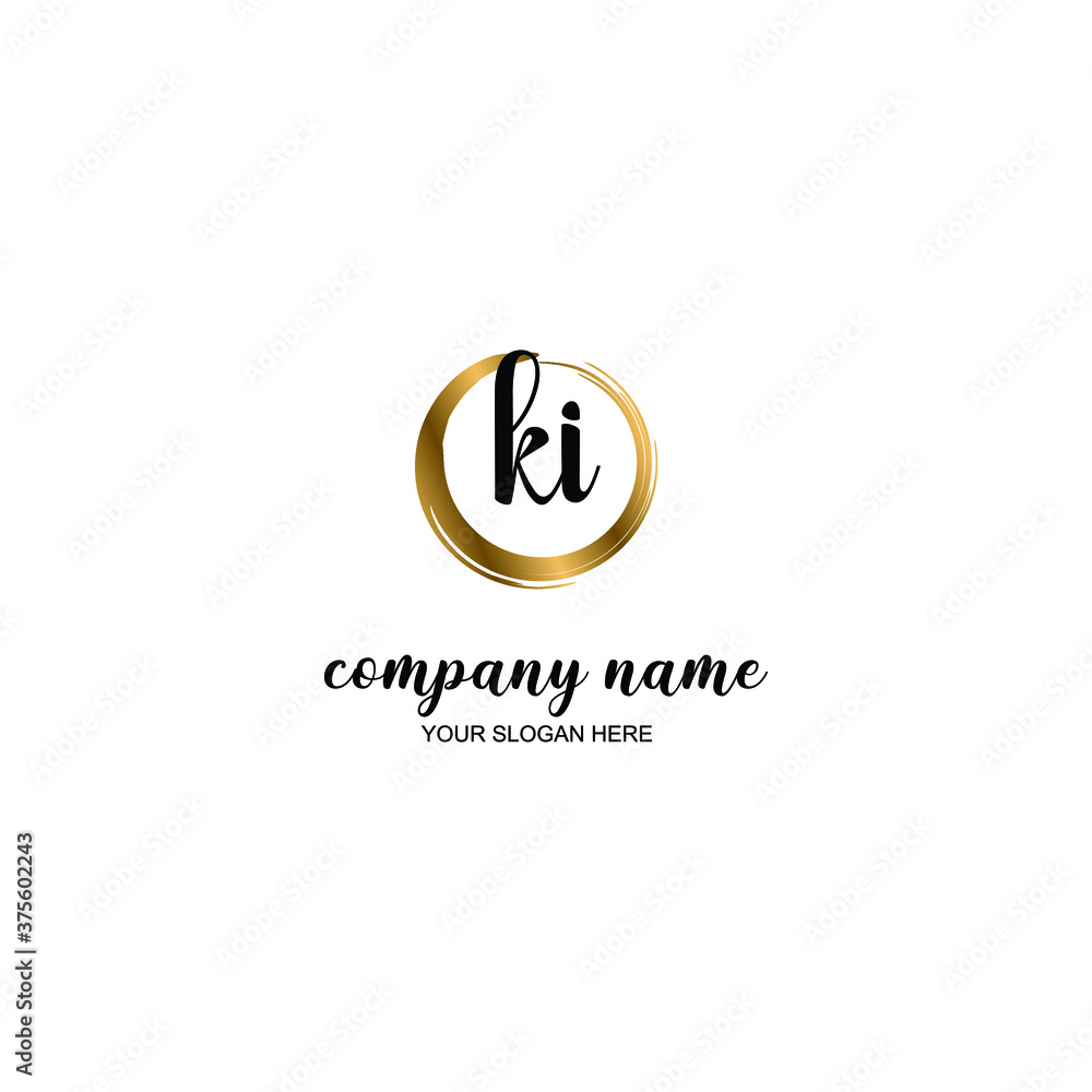 KI Initial handwriting logo template vector KI Initial handwriting logo template vector