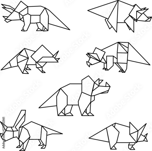Vector image: origami dinosaurs. For logos, prints and printing