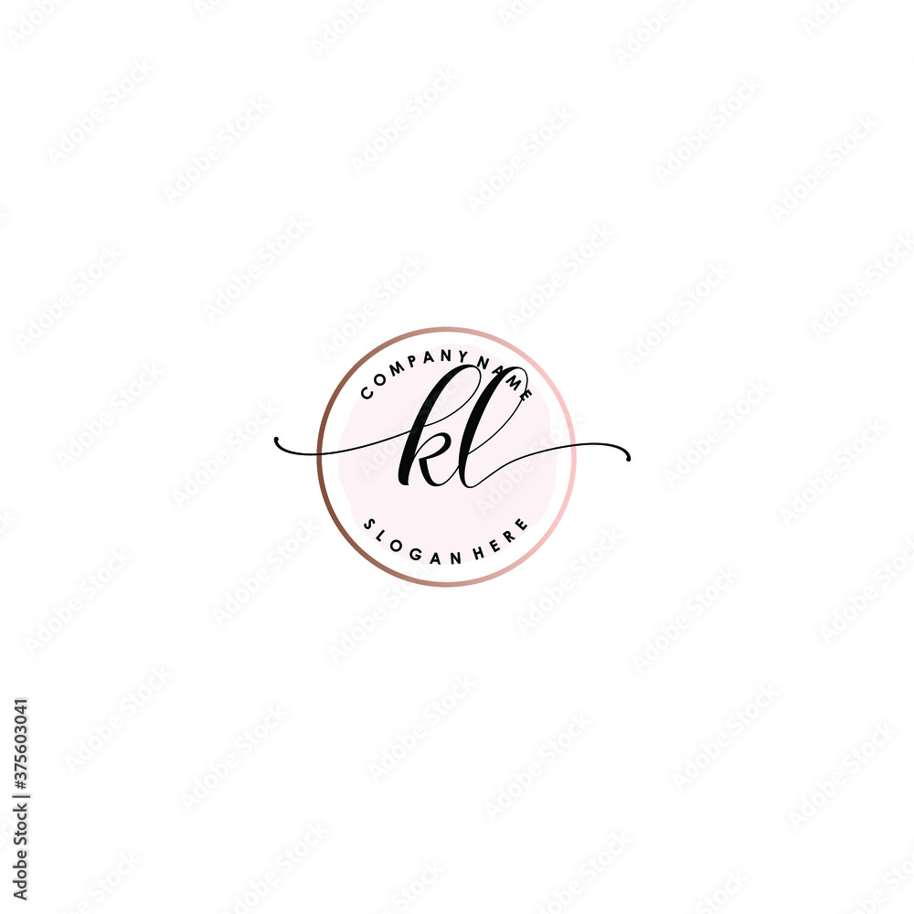 KL Initial handwriting logo template vector