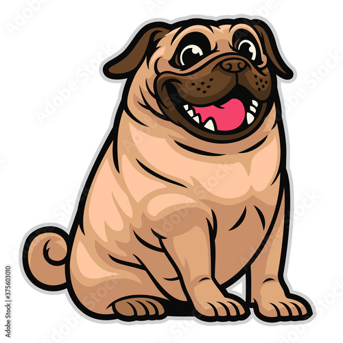 happy cute cartoon pug dog