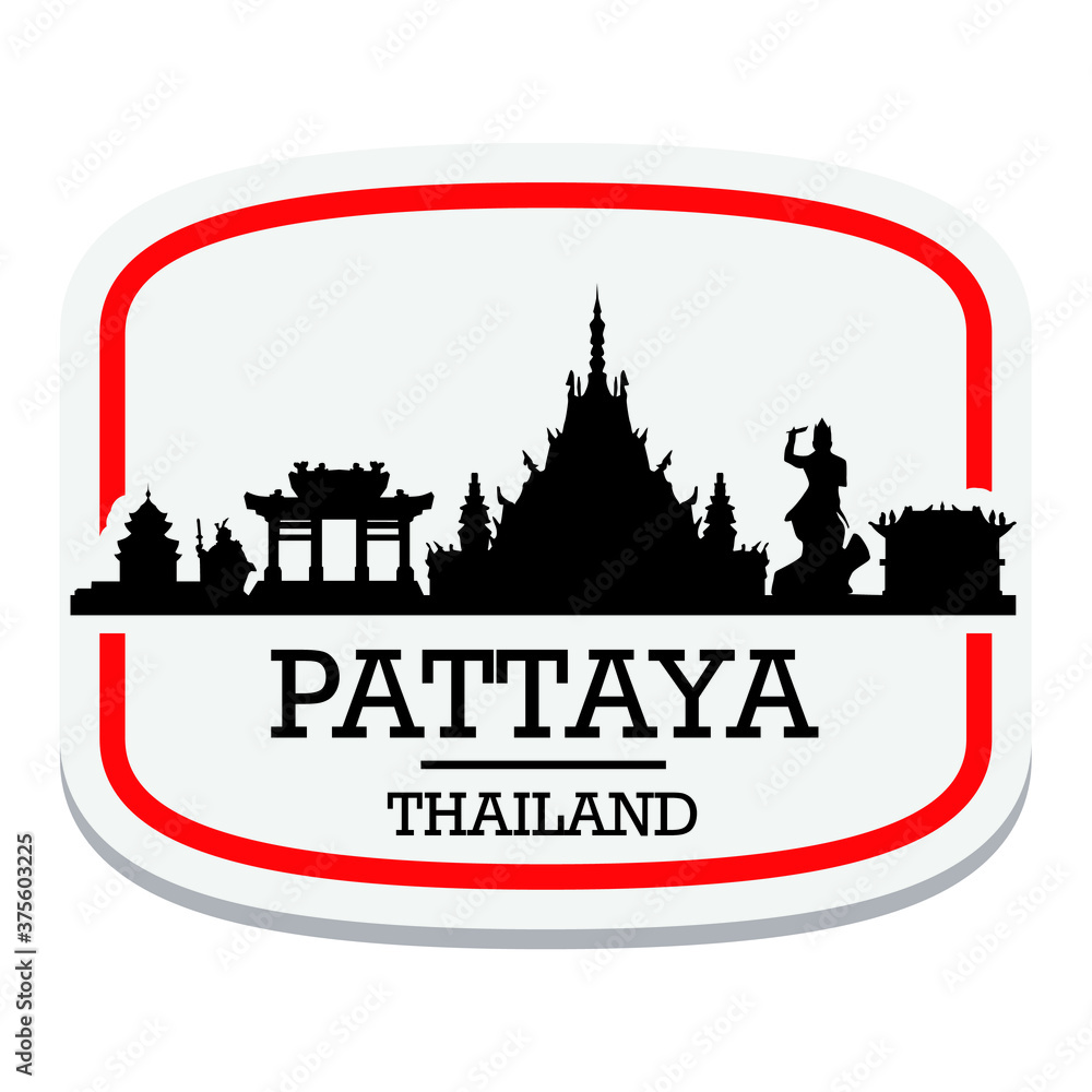 Pattaya Thailand Label Stamp Icon Skyline City Design Tourism Vector.