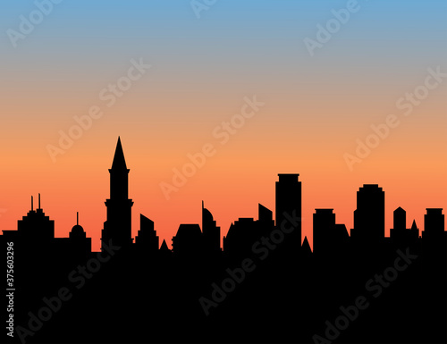 night city skyline.vector illustration of a night city.Vintage town at night.Night sky with star and Town silhouettes.Silhouette of the city and night sky with stars.Vector EPS 10.