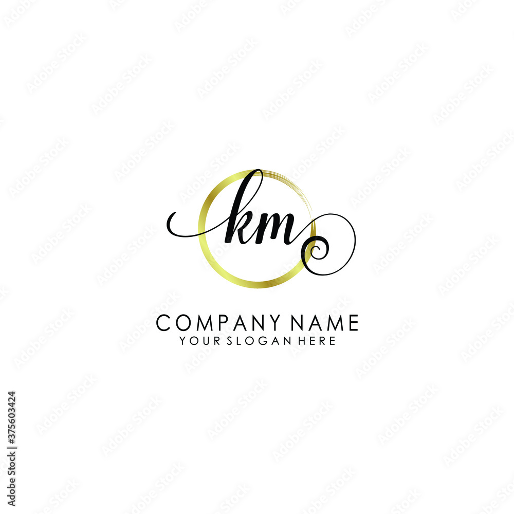 KM Initial handwriting logo template vector KM Initial handwriting logo template vector
