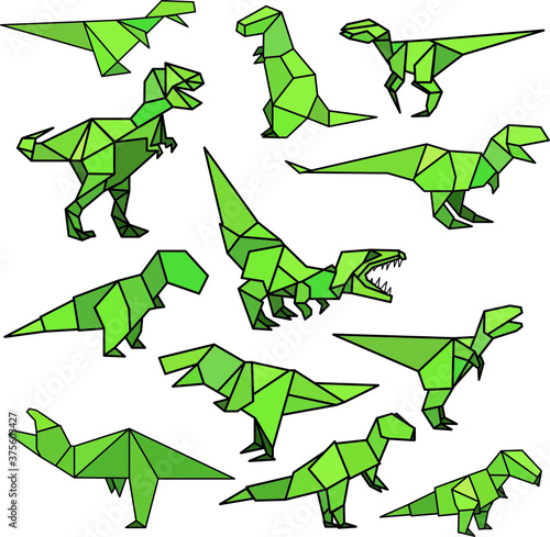 Vector image: origami dinosaurs. For logos, prints and printing