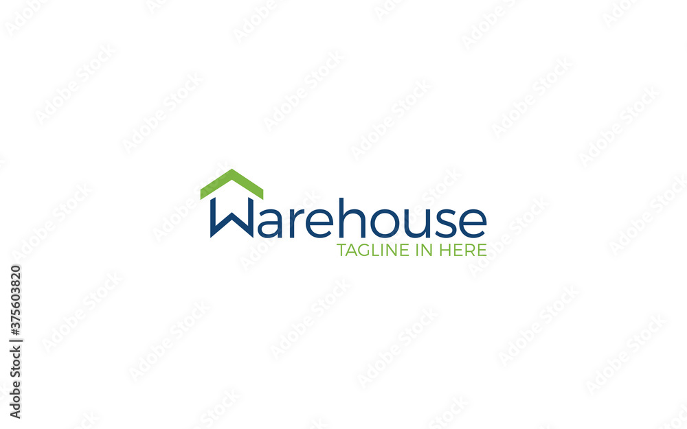 Letter W logo formed roof symbol with blue and green color Letter W logo formed roof symbol with blue and green color