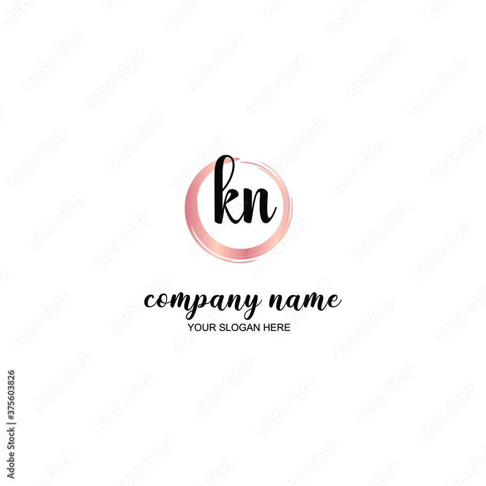 KN Initial handwriting logo template vector KN Initial handwriting logo template vector