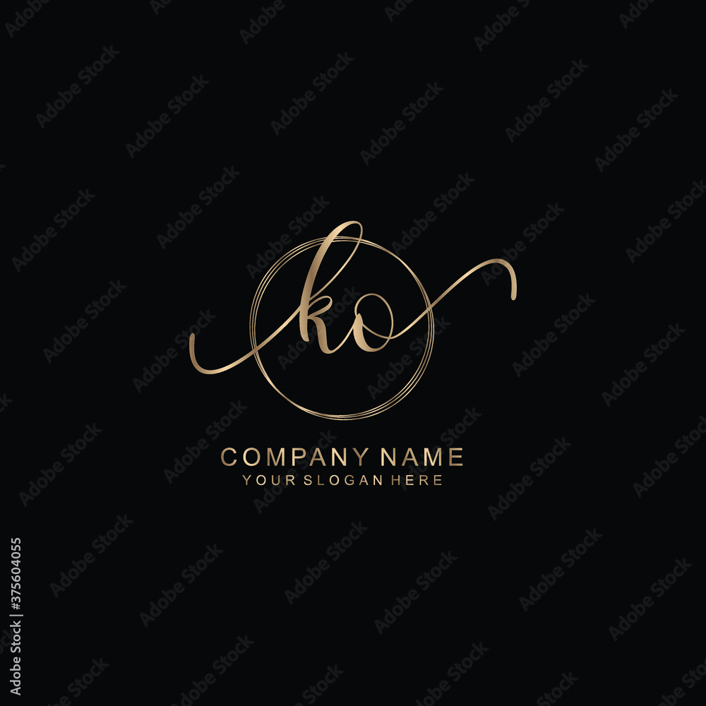 KO Initial handwriting logo template vector KO Initial handwriting logo template vector