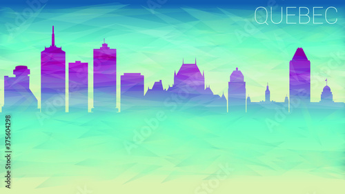 Quebec City Canada. Broken Glass Abstract Geometric Dynamic Textured. Banner Background. Colorful Shape Composition.