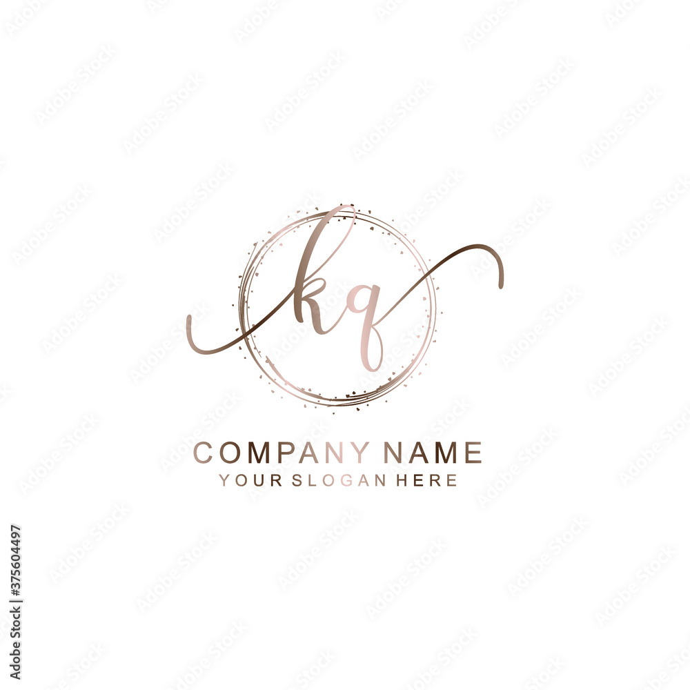 KQ Initial handwriting logo template vector KQ Initial handwriting logo template vector