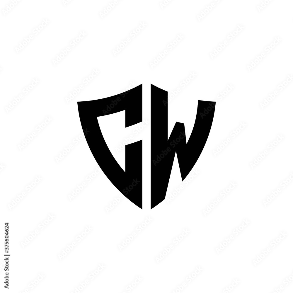 CW monogram logo with shield shape design template CW monogram logo with shield shape design template