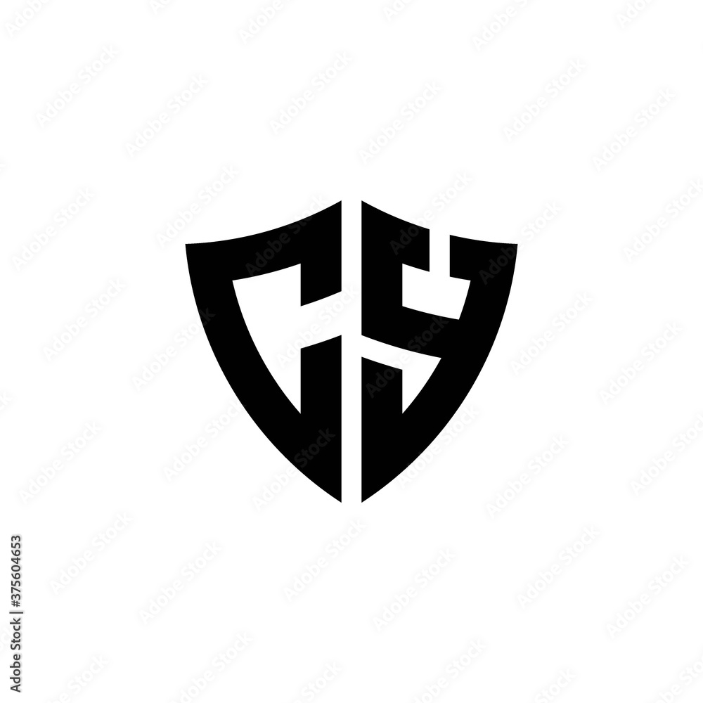CY monogram logo with shield shape design template CY monogram logo with shield shape design template