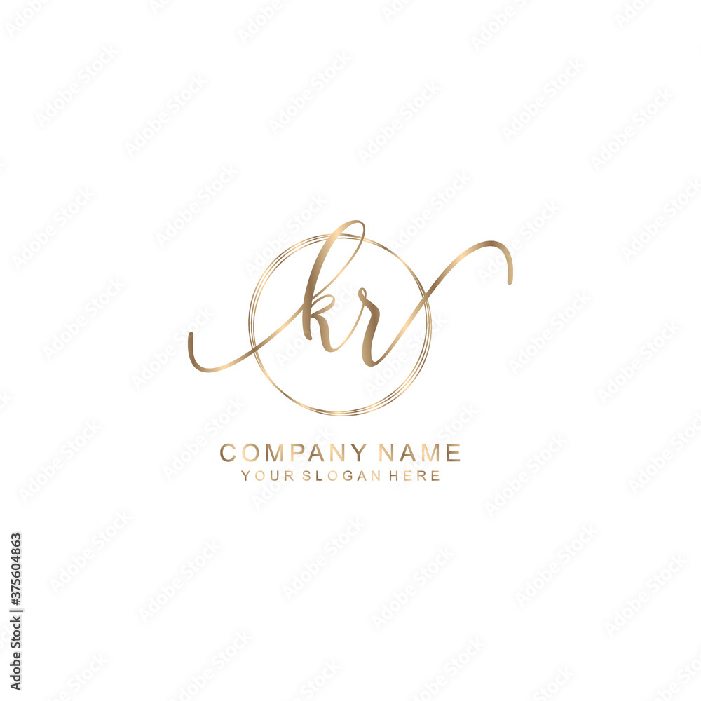 KR Initial handwriting logo template vector KR Initial handwriting logo template vector