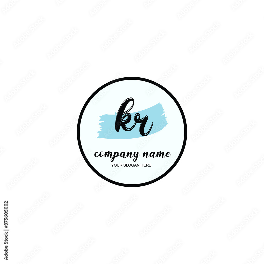 KR Initial handwriting logo template vector KR Initial handwriting logo template vector