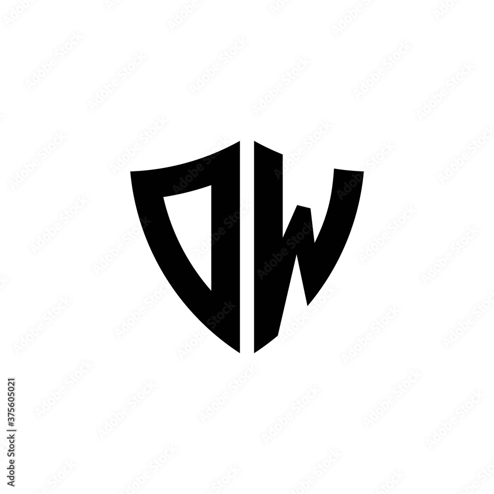 DW monogram logo with shield shape design template DW monogram logo with shield shape design template