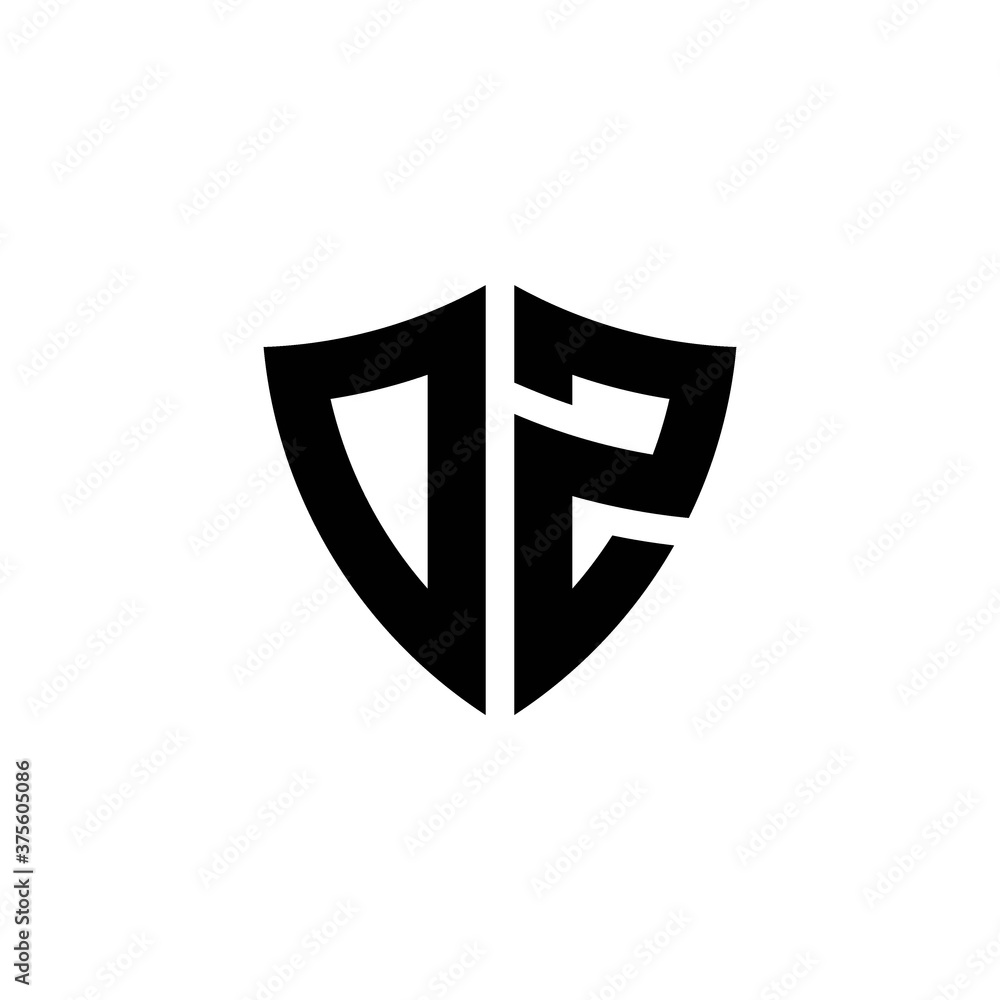 DZ monogram logo with shield shape design template DZ monogram logo with shield shape design template