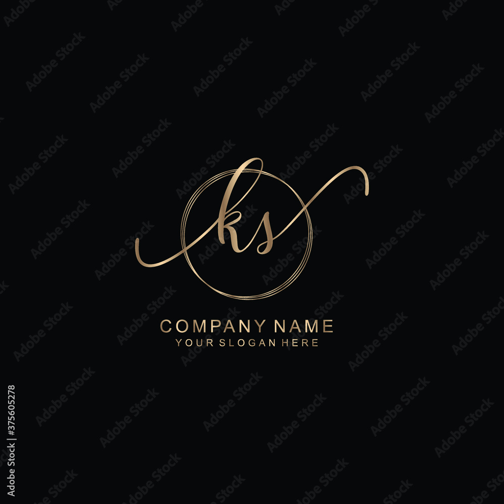 KS Initial handwriting logo template vector KS Initial handwriting logo template vector