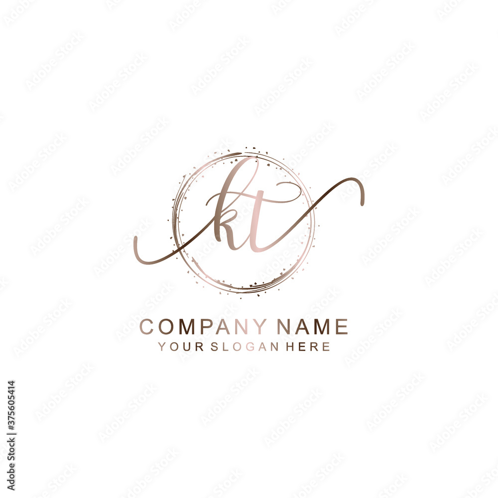 KT Initial handwriting logo template vector KT Initial handwriting logo template vector