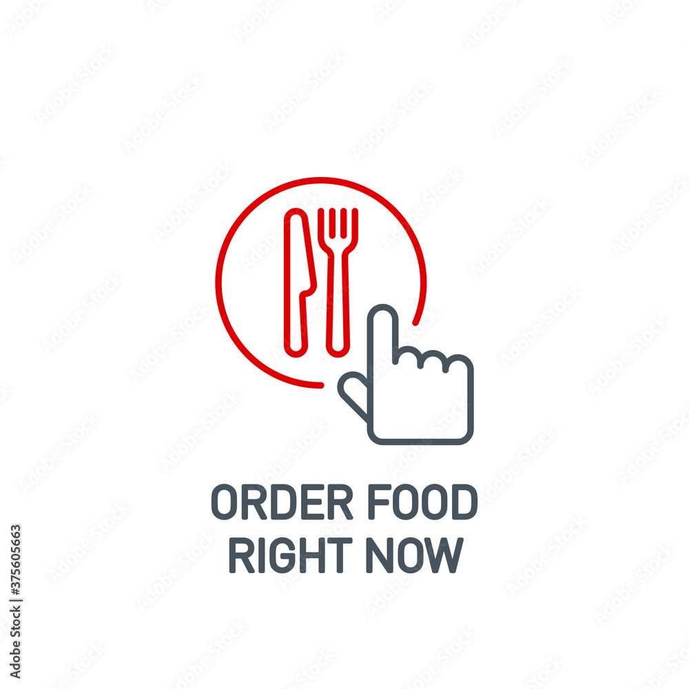 mobile app icon online order and food delivery banner isolated on white background. outline app symbol food order cursor hand with knife and fork. Quality element select nutrition with editable Stroke mobile app icon online order and food delivery banner isolated on white background. outline app symbol food order cursor hand with knife and fork. Quality element select nutrition with editable Stroke