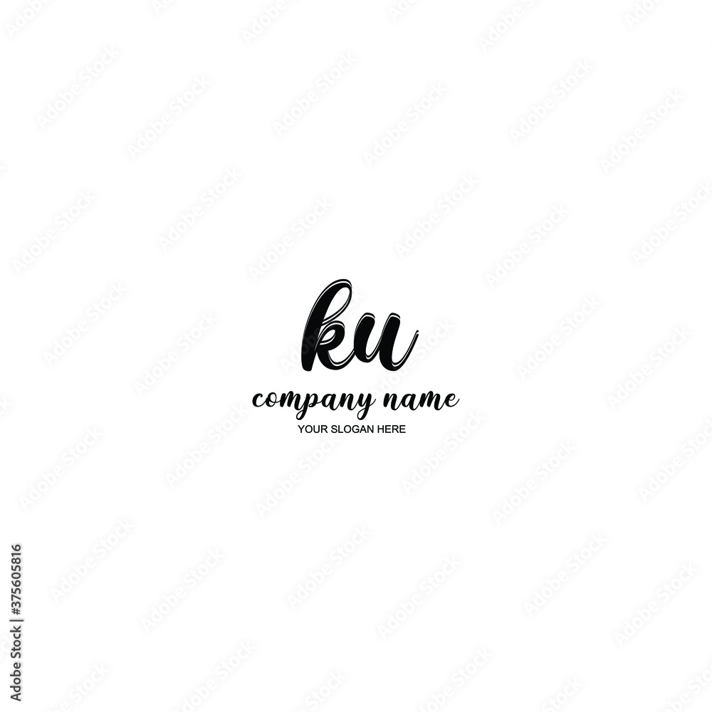 KU Initial handwriting logo template vector KU Initial handwriting logo template vector