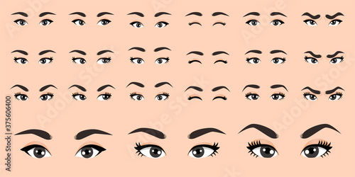 Cartoon female eyes collection vector illustration