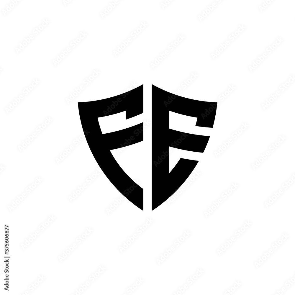 FE monogram logo with shield shape design template FE monogram logo with shield shape design template