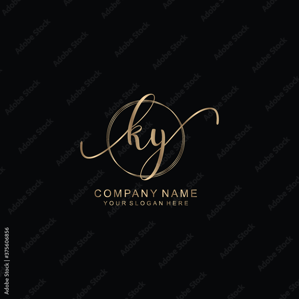 KY Initial handwriting logo template vector KY Initial handwriting logo template vector