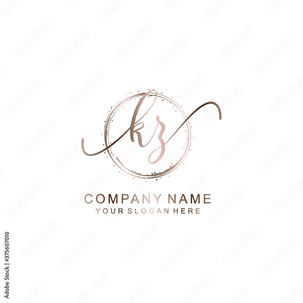 KZ Initial handwriting logo template vector KZ Initial handwriting logo template vector