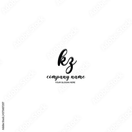 KZ Initial handwriting logo template vector