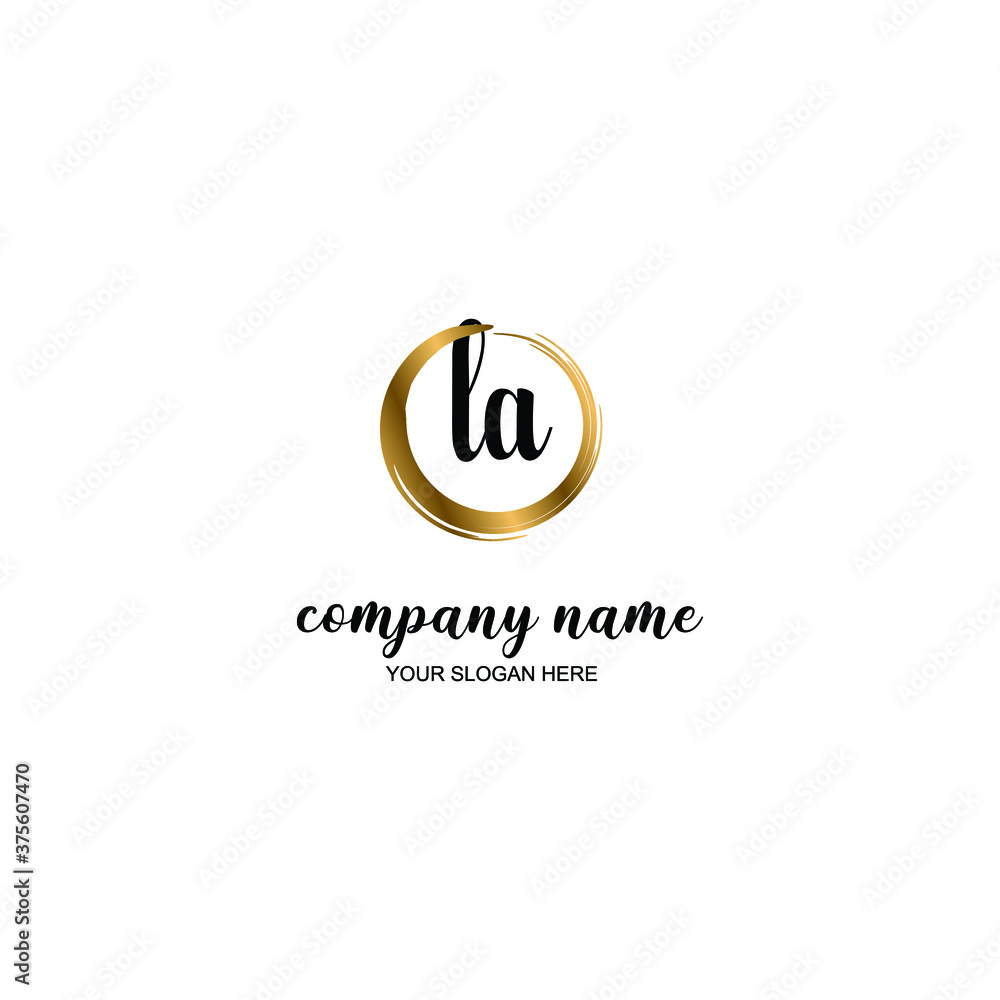 LA Initial handwriting logo template vector LA Initial handwriting logo template vector