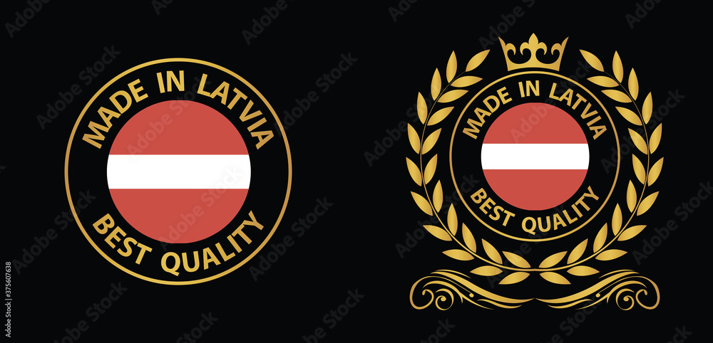 made in Latvia vector stamp. bagge with Latvia flag	
