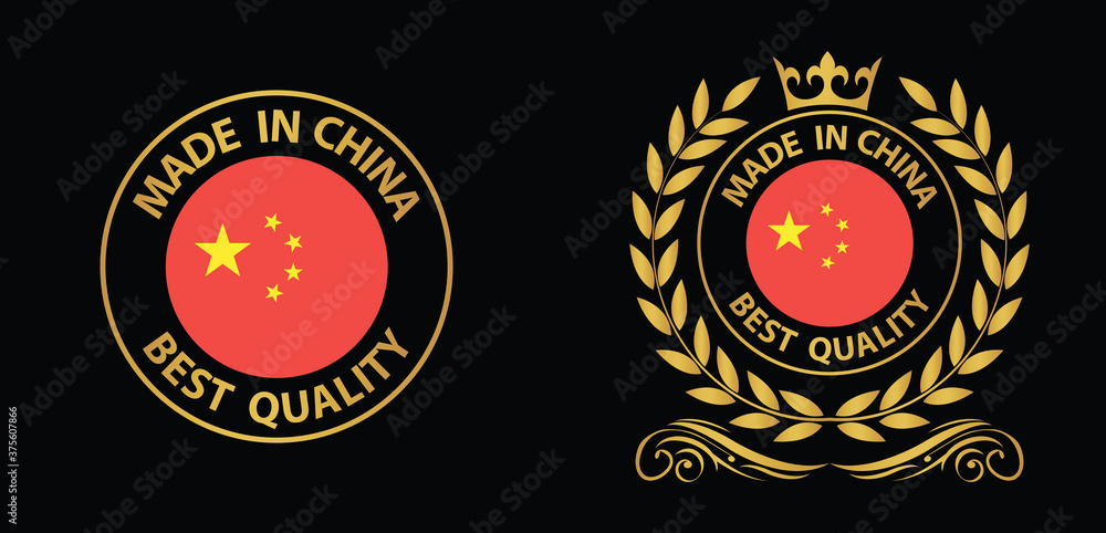 made in CHINA vectorstamp. bagge with CHINA flag	
