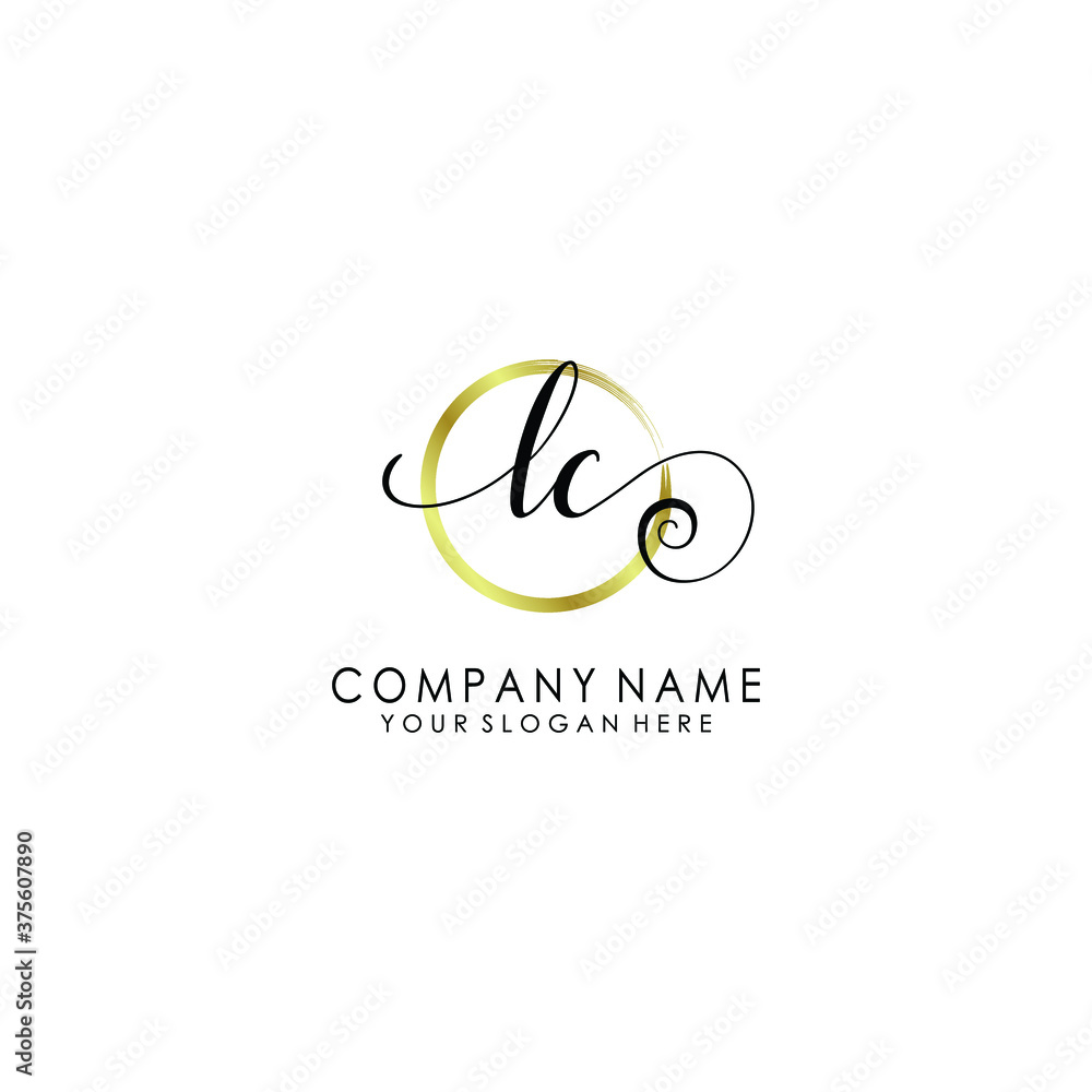 LC Initial handwriting logo template vector LC Initial handwriting logo template vector