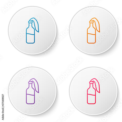 Color line Cocktail molotov icon isolated on white background. Set icons in circle buttons. Vector.