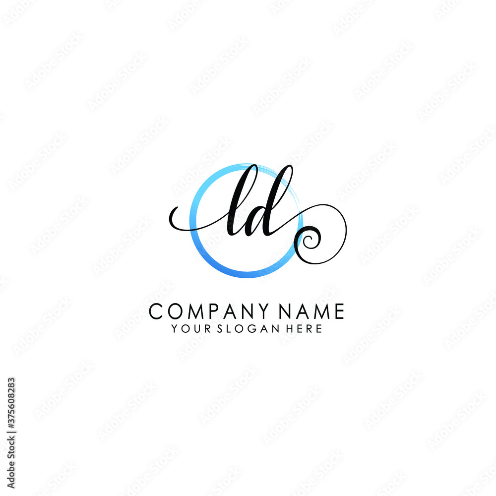 LD Initial handwriting logo template vector LD Initial handwriting logo template vector