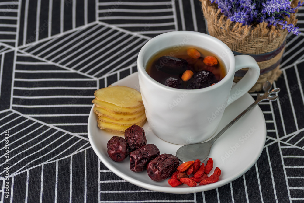 Chinese dried red date, Jujube and ginger tea Chinese dried red date, Jujube and ginger tea