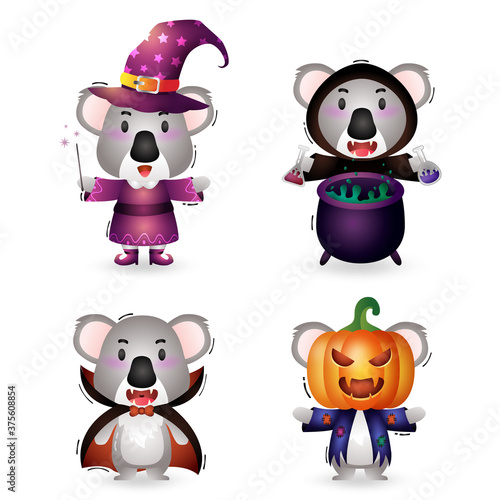 cute koala with costume halloween character collection