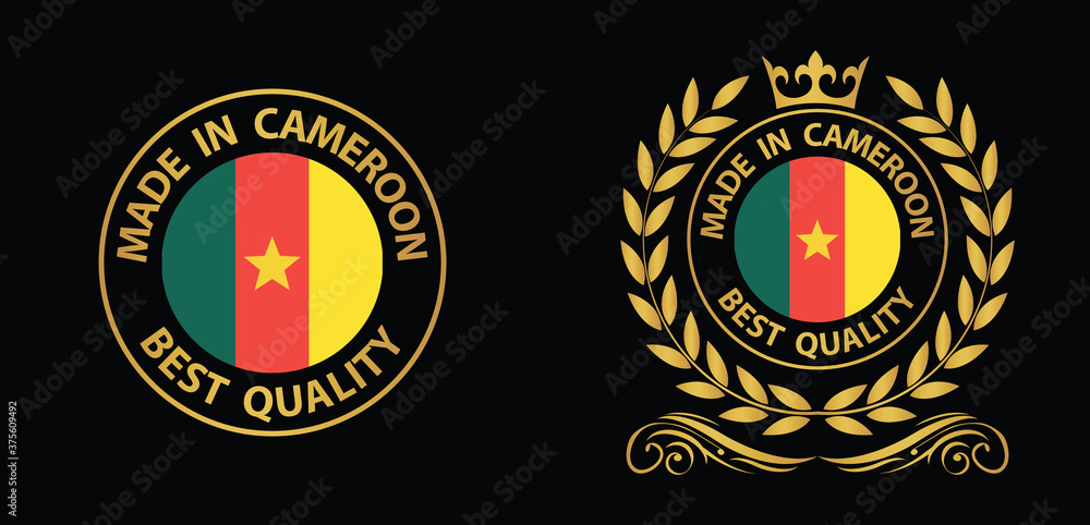made in Cameroon vector stamp. badge with Cameroon  flag